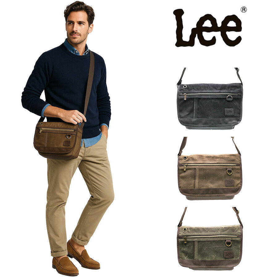 【Lee】320-04032 パラフィン かぶせショルダー メンズ バッグ 鞄 カバン かばん 斜め掛け シンプル リー ブラック チョコ カーキ 使いやすい 普段使い プレゼント ギフト おしゃれ