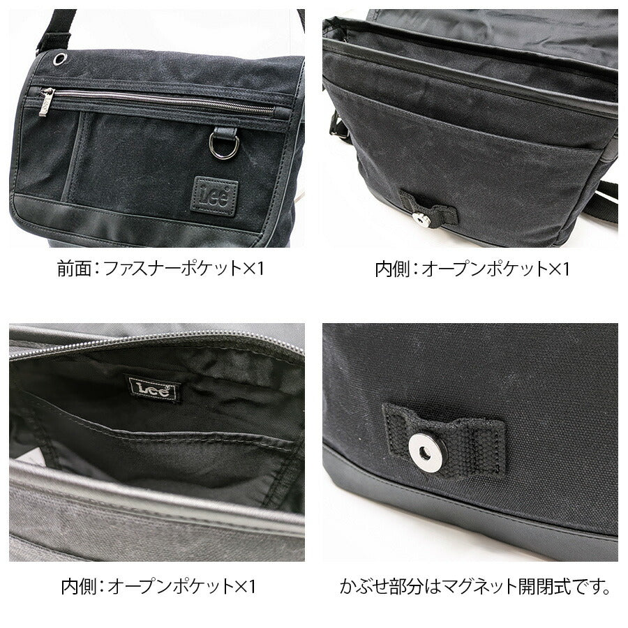 【Lee】320-04032 パラフィン かぶせショルダー メンズ バッグ 鞄 カバン かばん 斜め掛け シンプル リー ブラック チョコ カーキ 使いやすい 普段使い プレゼント ギフト おしゃれ