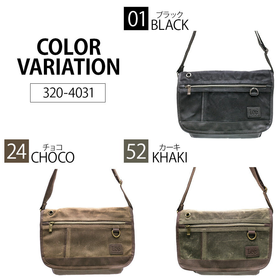 【Lee】320-04032 パラフィン かぶせショルダー メンズ バッグ 鞄 カバン かばん 斜め掛け シンプル リー ブラック チョコ カーキ 使いやすい 普段使い プレゼント ギフト おしゃれ