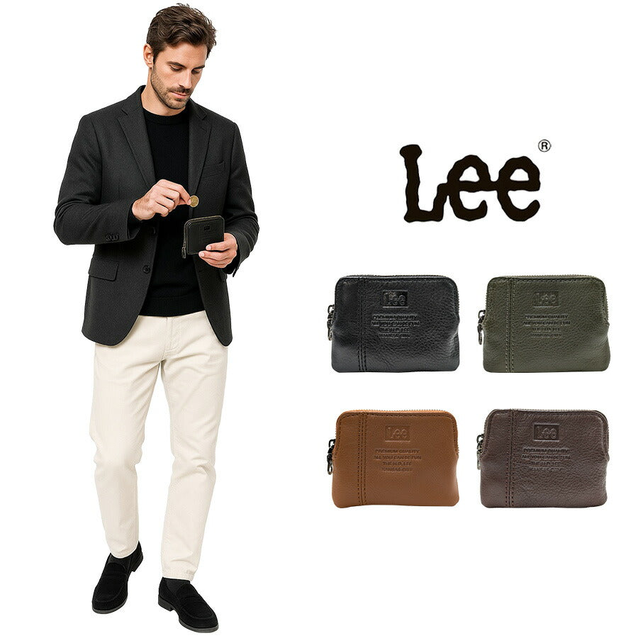 【Lee】320-2110 小銭入れ コインケース 本革 レザー ファスナー ブラック シンプル 無地 小さめ コンパクト 使いやすい 普段使い ユニセックス プレゼント