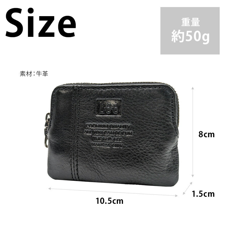 【Lee】320-2110 小銭入れ コインケース 本革 レザー ファスナー ブラック シンプル 無地 小さめ コンパクト 使いやすい 普段使い ユニセックス プレゼント