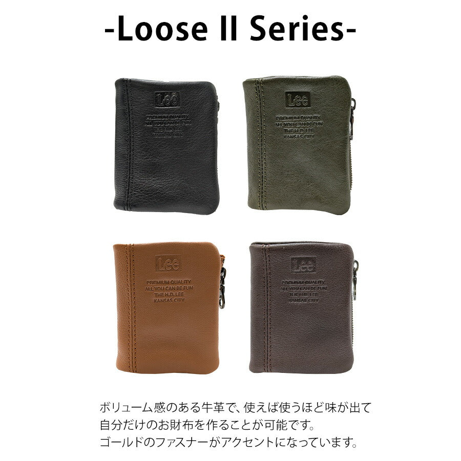 【Lee】320-2111 コンパクト札入れ 折り財布 二つ折り財布 本革 レザー ブラック シンプル 無地 コンパクト 使いやすい 普段使い ユニセックス プレゼント