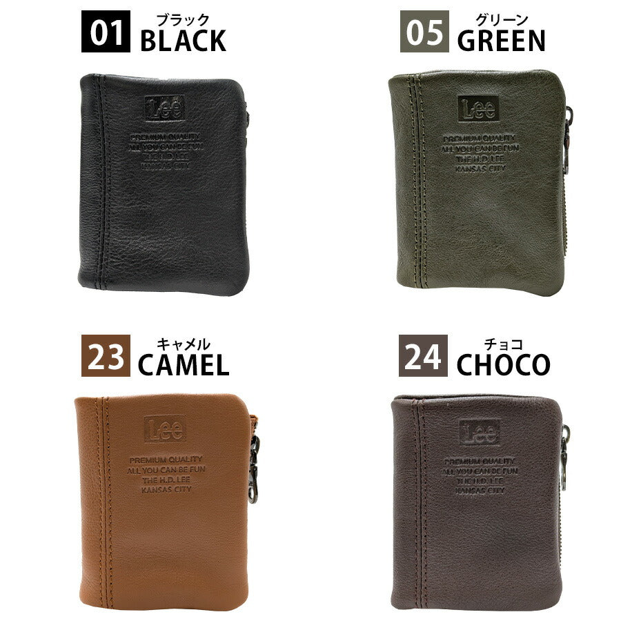 【Lee】320-2111 コンパクト札入れ 折り財布 二つ折り財布 本革 レザー ブラック シンプル 無地 コンパクト 使いやすい 普段使い ユニセックス プレゼント