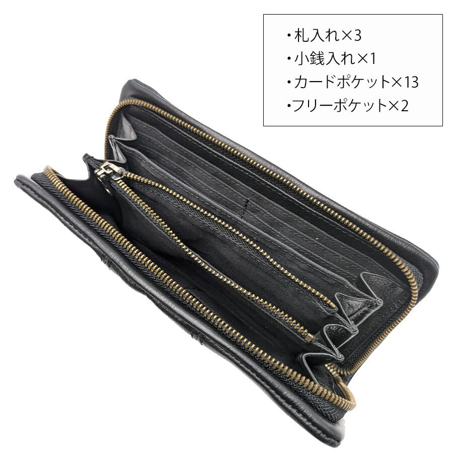 【Lee】320-2114 ラウンド長財布 ロングウォレット 本革 レザー 財布 ウォレット ブラック シンプル 無地 使いやすい 普段使い ユニセックス プレゼント