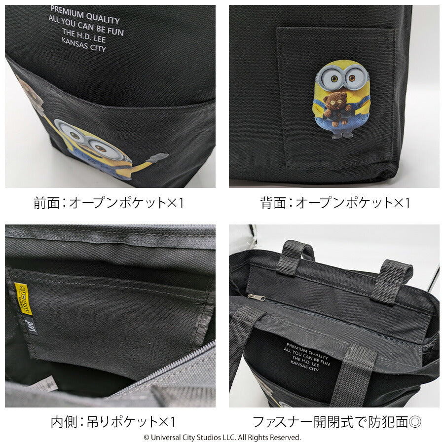 【Lee】 320-30020 トートバッグ ミニオンコラボ MINIONS キャラクター 手提げバッグ ユニセックス A4 かわいい 使いやすい 普段使い プレゼント ブラック