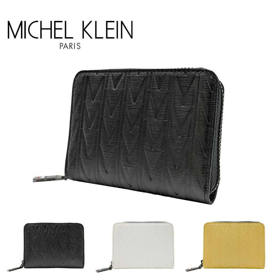 【MICHEL KLEIN】 mk302 エムトレース ラウンドファスナーコインケース 小銭入れ 普段使い カジュアル 牛革 本革 ユニセックス プレゼント 贈り物 ブラック