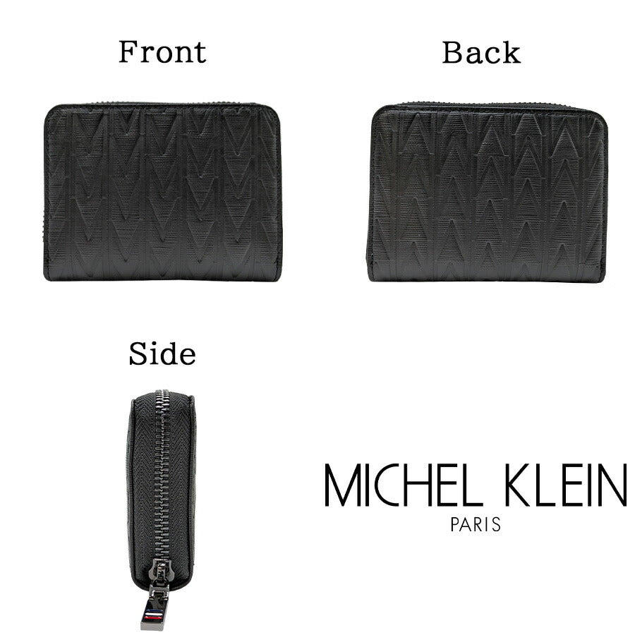 【MICHEL KLEIN】 mk302 エムトレース ラウンドファスナーコインケース 小銭入れ 普段使い カジュアル 牛革 本革 ユニセックス プレゼント 贈り物 ブラック