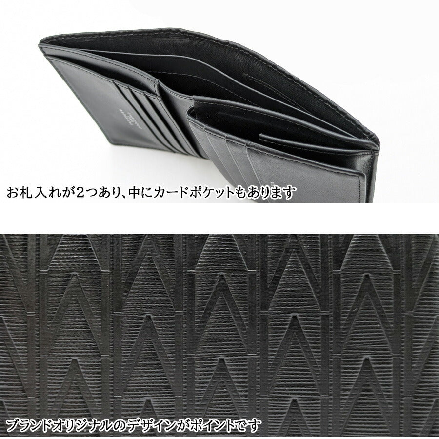 【MICHEL KLEIN】 mk303 エムトレース 二つ折り財布 ハーフウォレット 普段使い カジュアル 牛革 本革 レザー ユニセックス ギフト プレゼント 贈り物 ブラック