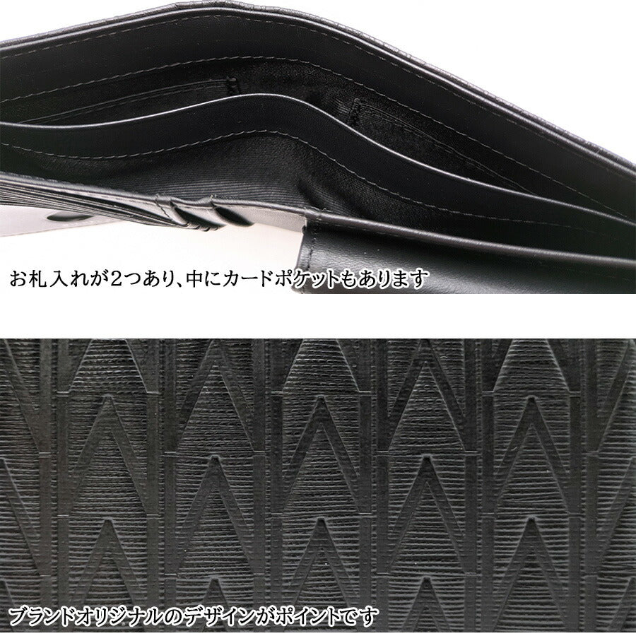 【MICHEL KLEIN】 mk304 エムトレース 二つ折り財布 ハーフウォレット 普段使い カジュアル 牛革 本革 レザー ユニセックス ギフト プレゼント 贈り物 ブラック