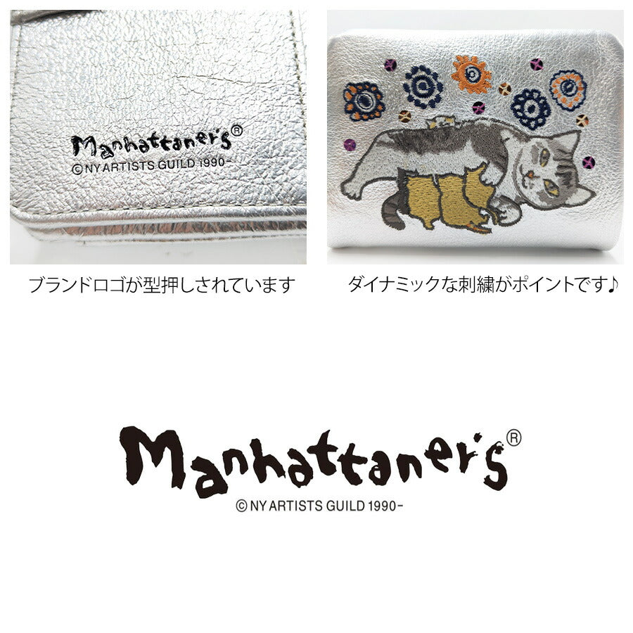 【Manhattaners】75-1740 ティンクルパース 二つ折り財布 レディース さいふ 財布 サイフ ウォレット マンハッタナーズ シルバー ゴールド 使いやすい 普段使い 猫 おしゃれ かわいい プレゼント ギフト 母の日 敬老の日