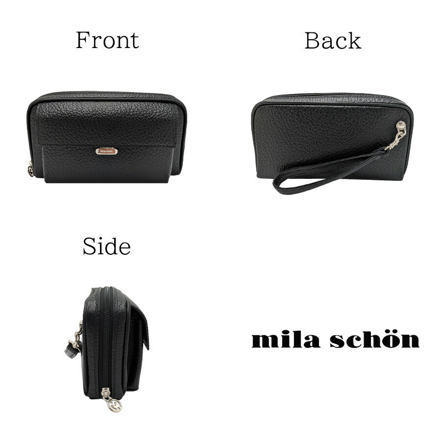 【mila schon】197214 ミラショーン ネロ クラッチバッグ セカンドバッグ 日本製 レザー 牛革 使いやすい コンパクト メンズ プレゼント ギフト ブラック