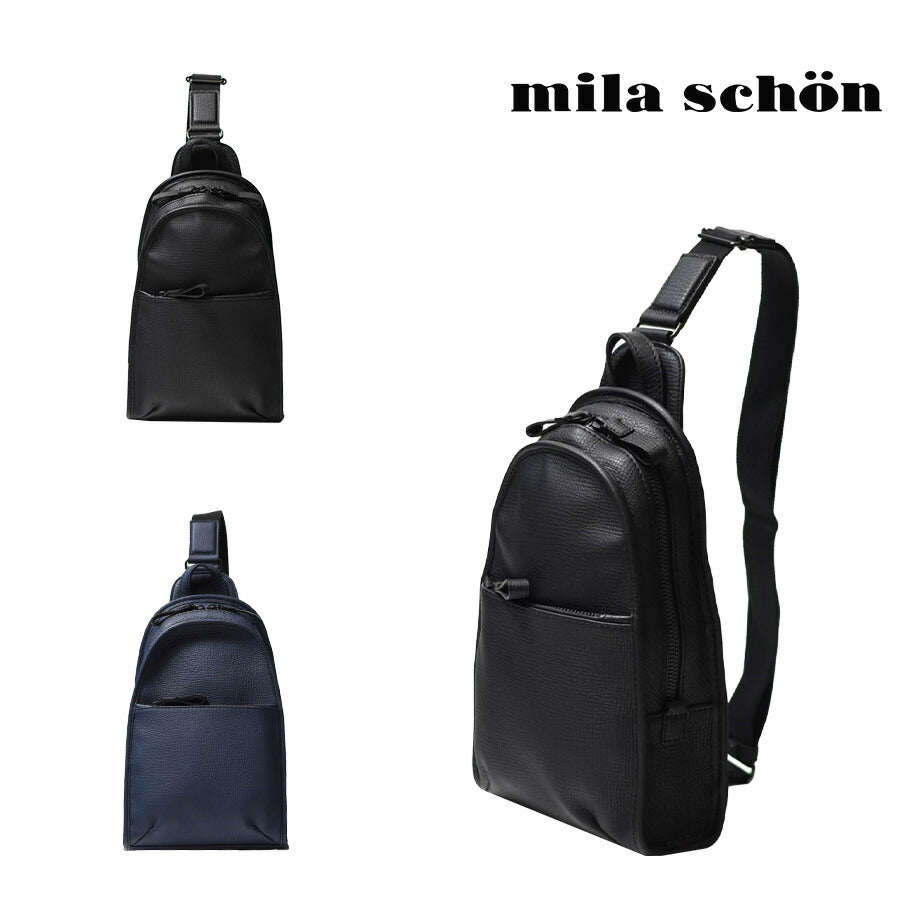 【mila schon】291951 ミラショーン バル ワンショルダー 斜め掛け かばん 日本製 レザー 牛革 使いやすい コンパクト メンズ プレゼント ギフト ブラック