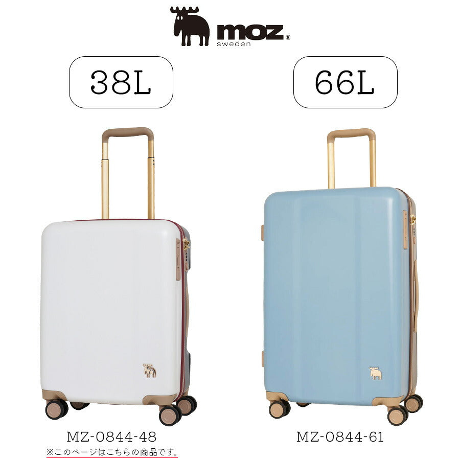 【moz】 mz0844-48 キャリーケース 38L スーツケース レディース 機内持ち込み可能 キャスター 静音 ストッパー付き 小型 Sサイズ ブランド プレゼント ギフト ブラック 軽量 旅行バッグ PC ABS 旅行かばん 1泊