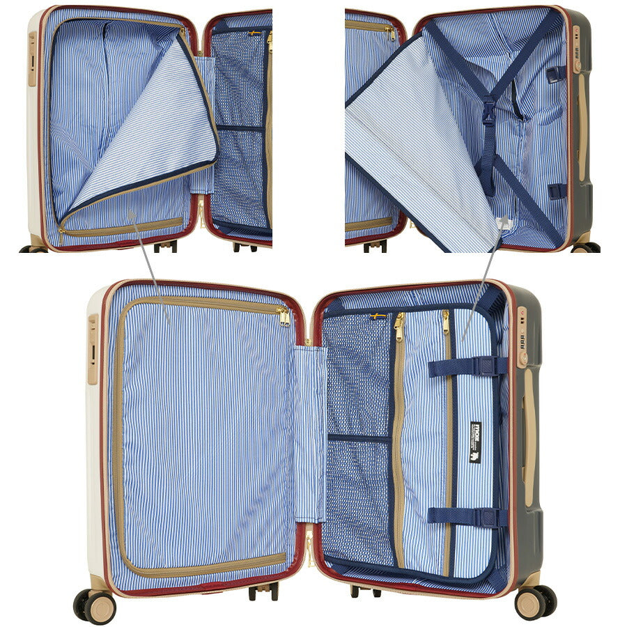 【moz】 mz0844-61 キャリーケース 66L スーツケース レディース キャスター 静音 ストッパー付き TSA 大容量 Mサイズ ブランド プレゼント ブラック 軽量 トラベルバッグ 旅行ケース ギフト 荷物収納