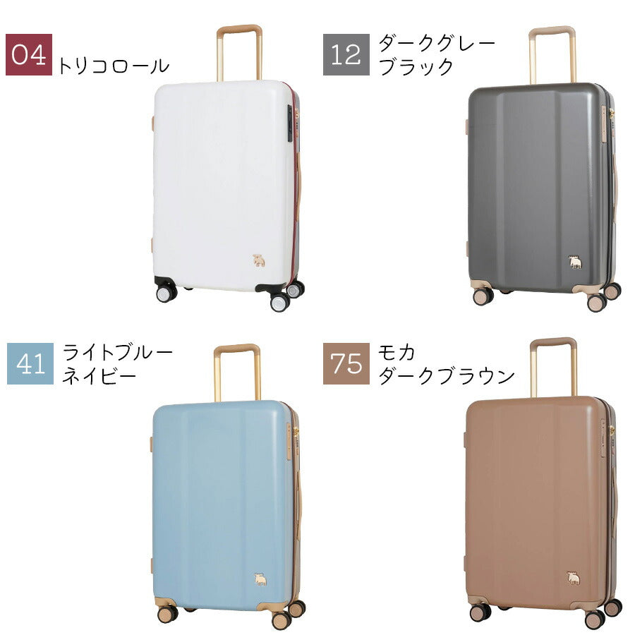 【moz】 mz0844-61 キャリーケース 66L スーツケース レディース キャスター 静音 ストッパー付き TSA 大容量 Mサイズ ブランド プレゼント ブラック 軽量 トラベルバッグ 旅行ケース ギフト 荷物収納