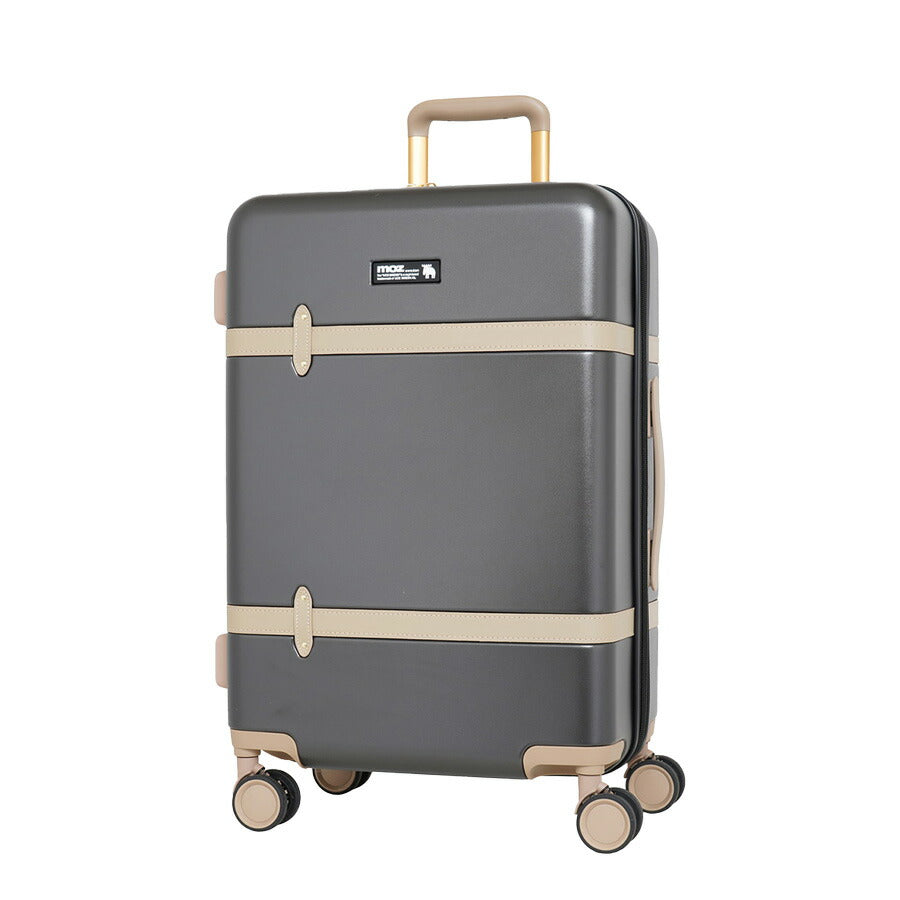 【moz】 mz0859-57 トランク風キャリーケース 56-65L スーツケース レディース ダイヤルロック 拡張機能付き TSA Mサイズ ブランド プレゼント ブラック