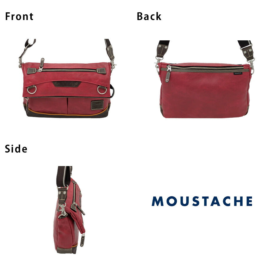【MOUSTACHE】vmr5696 ショルダーバッグ 斜め掛け 肩掛け かばん 通勤 普段使い 使いやすい シンプル おしゃれ 軽量 メンズ プレゼント ギフト 父の日 ブラック