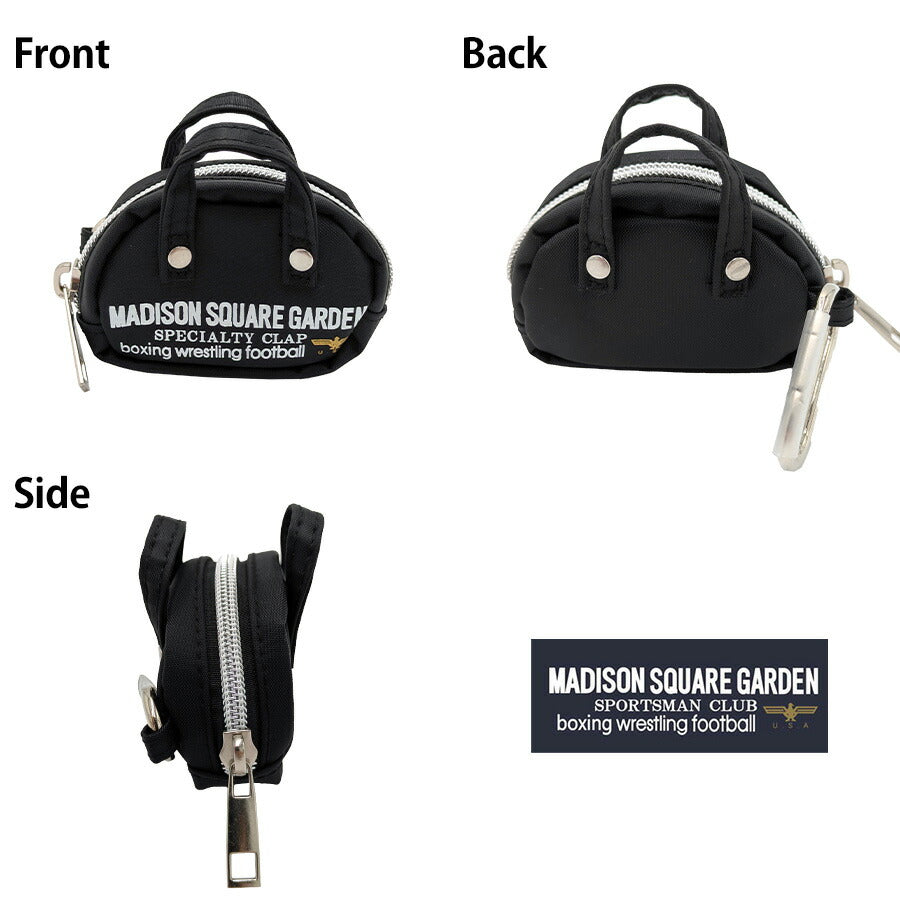 【クリックポスト/時間指定不可】【MADISON SQUARE GARDEN】432-141 ミニマルポーチ 小物ケース カラビナ付き マジソンバッグ ユニセックス ギフト ブラック