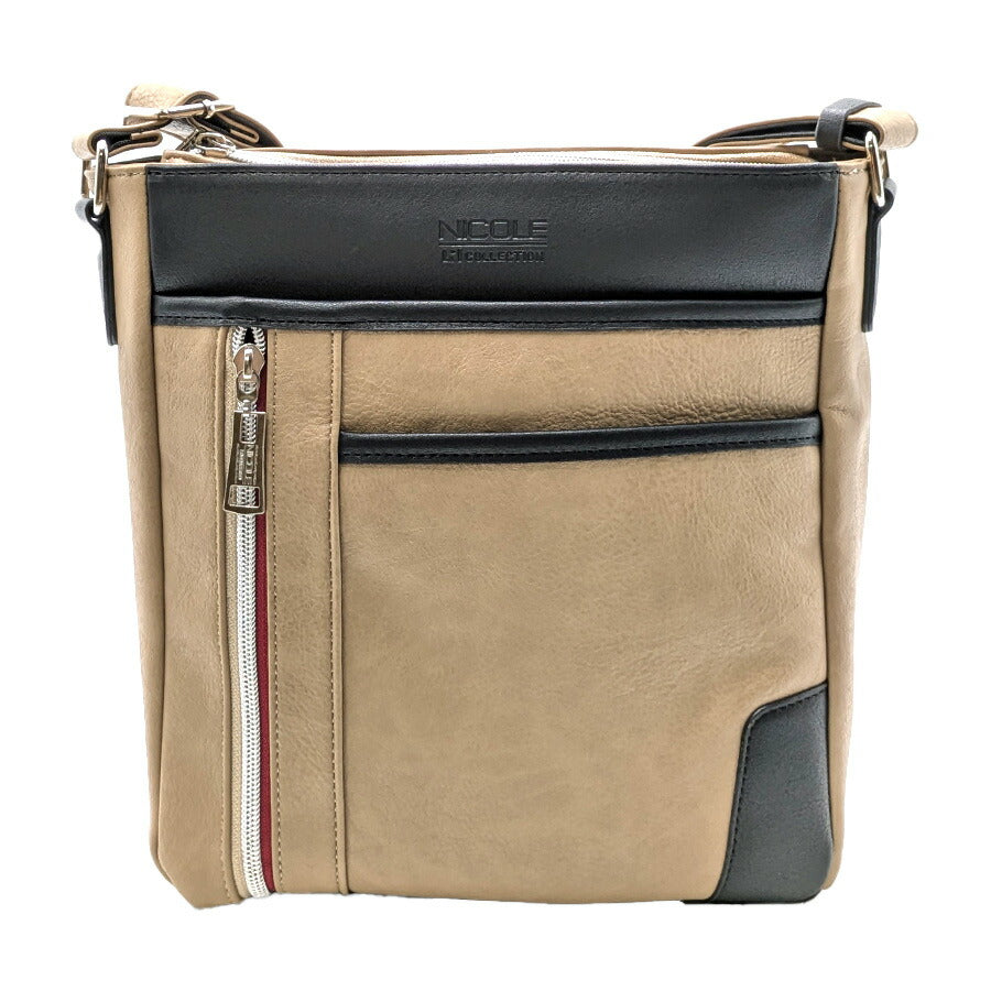 【正規取扱店】【NICOLE】ニコル オデッセイ シリーズ NIL263 ショルダーバッグ 大きめ 大容量 コンパクト ブランド おすすめ おしゃれ シンプル 黒 ブラック 灰色 グレー 緑 カーキ 合皮 切り替え トレンド  プレゼント
