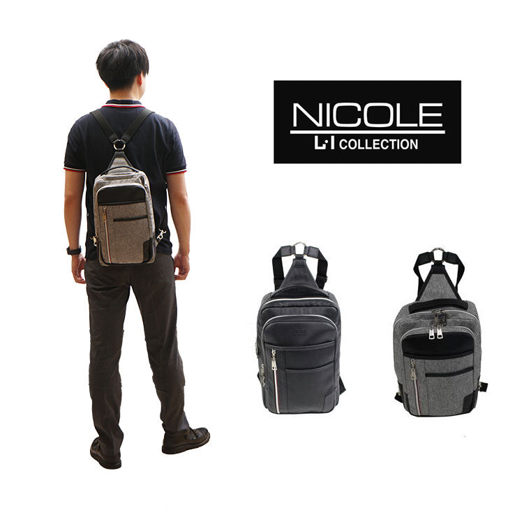【正規取扱店】NICOLE ニコル オデッセイ NIL260 2WAYボディバッグ ワンショルダーバッグ リュック メンズ 男性 かっこいい カジュアル きれいめ ブランド おしゃれ 人気 おでかけ ミドルエイジ クリスマス プレゼント 父の日 合皮