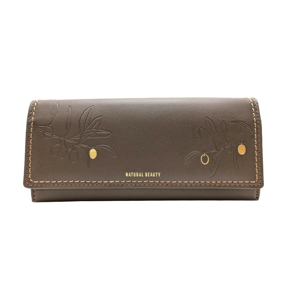 【NATURAL BEAUTY】70232 アテナ かぶせ長財布 レディース ウォレット 財布 サイフ さいふ 牛革 ナチュラルビューティー シンプル チョコ マスタード オーク 使いやすい 普段使い おしゃれ ギフト プレゼント