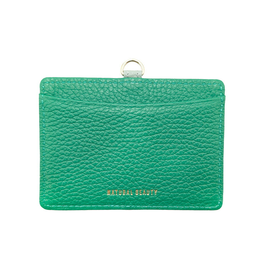 【NATURALBEAUTY】 70235 セレネ 牛革 IDケース イタリアンレザー リールストラップ付き パスケース 定期入れ バイカラー レディース プレゼント ブラック