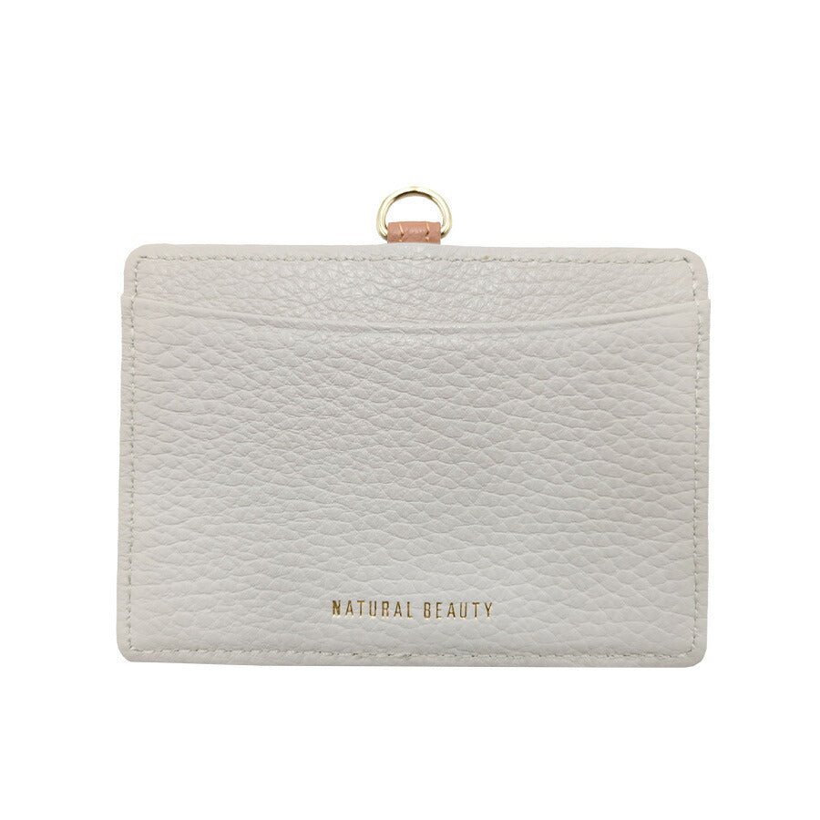 【NATURALBEAUTY】 70235 セレネ 牛革 IDケース イタリアンレザー リールストラップ付き パスケース 定期入れ バイカラー レディース プレゼント ブラック