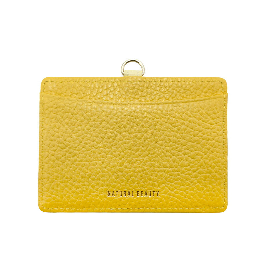 【NATURALBEAUTY】 70235 セレネ 牛革 IDケース イタリアンレザー リールストラップ付き パスケース 定期入れ バイカラー レディース プレゼント ブラック
