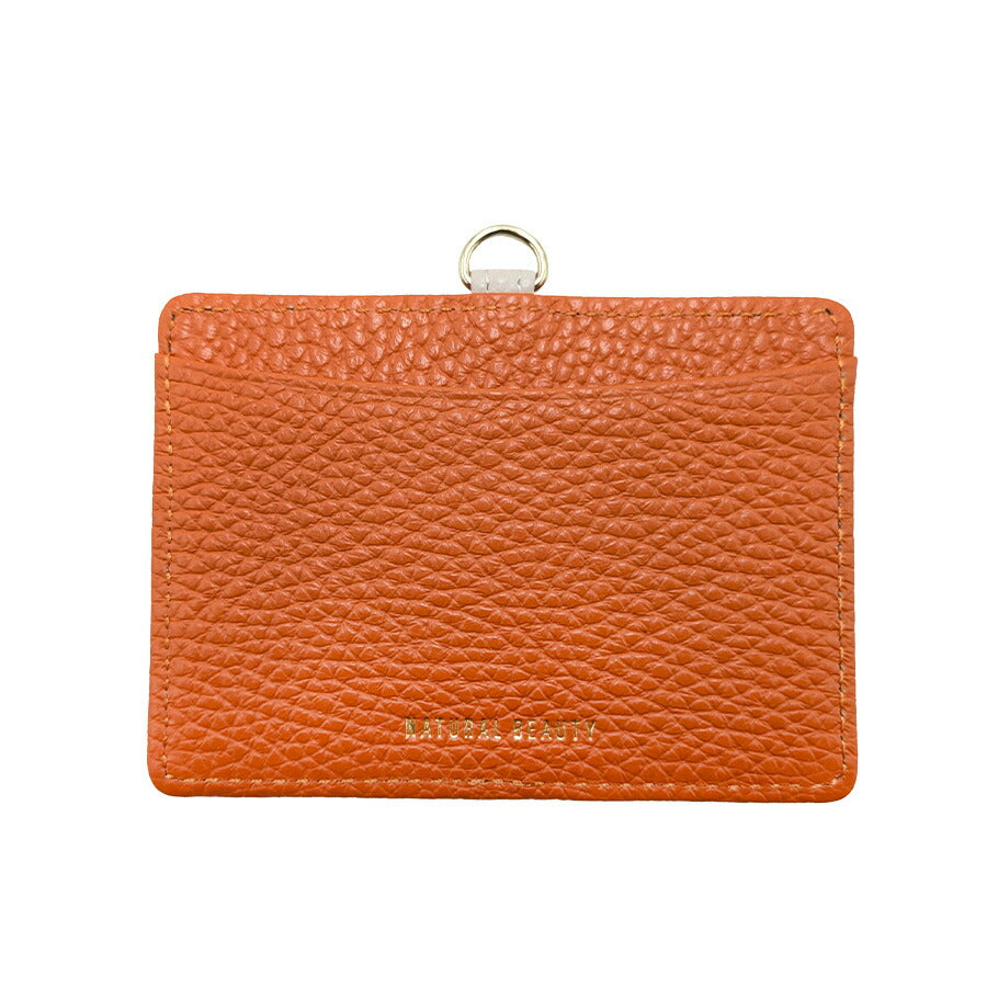 【NATURALBEAUTY】 70235 セレネ 牛革 IDケース イタリアンレザー リールストラップ付き パスケース 定期入れ バイカラー レディース プレゼント ブラック