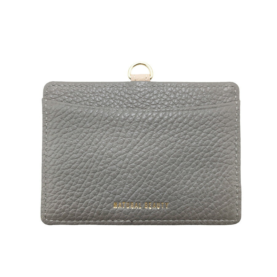 【NATURALBEAUTY】 70235 セレネ 牛革 IDケース イタリアンレザー リールストラップ付き パスケース 定期入れ バイカラー レディース プレゼント ブラック
