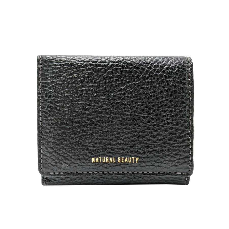 【NATURAL BEAUTY】70237 セレネ 三つ折り財布 レディース ウォレット 財布 サイフ さいふ 牛革 シンプル ナチュラルビューティー ブラック ブルー グリーン アイボリー イエロー オレンジ チャコールグレー オーク ローズピンク 普段使い