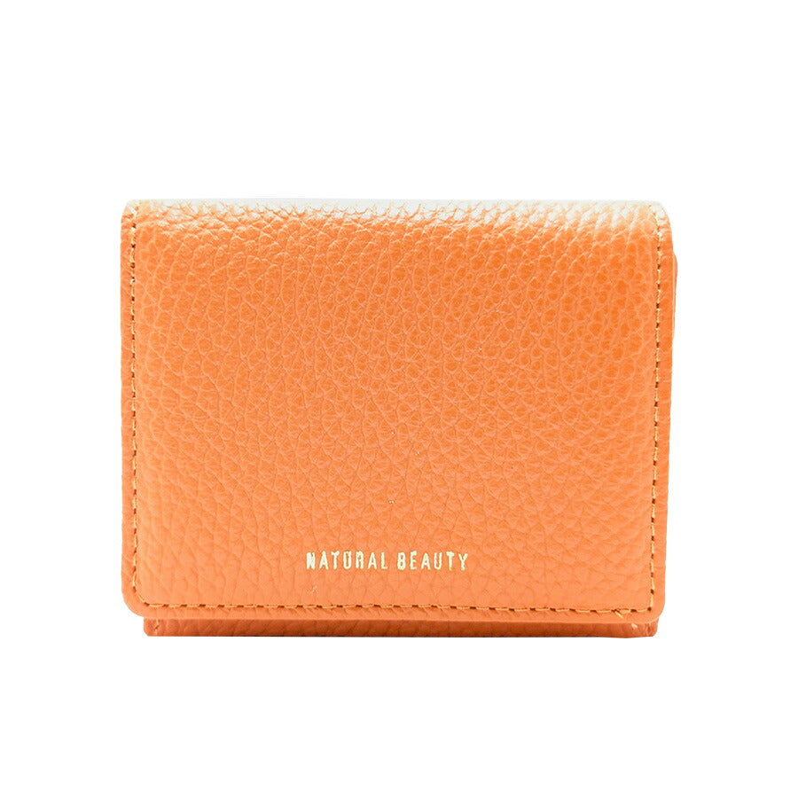 【NATURAL BEAUTY】70237 セレネ 三つ折り財布 レディース ウォレット 財布 サイフ さいふ 牛革 シンプル ナチュラルビューティー ブラック ブルー グリーン アイボリー イエロー オレンジ チャコールグレー オーク ローズピンク 普段使い