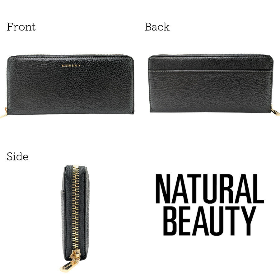 【NATURAL BEAUTY】70238 セレネ ラウンド長財布 レディース ウォレット 財布 サイフ さいふ 牛革 シンプル ナチュラルビューティー ブラック ブルー グリーン アイボリー イエロー オレンジ チャコールグレー オーク ローズピンク