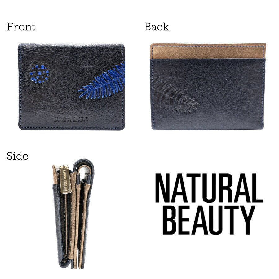 【NATURAL BEAUTY】70271 プリュネル 折り財布 レディース ウォレット 財布 サイフ さいふ 牛革 シンプル ナチュラルビューティー ネイビー カーキ オレンジ オーク 使いやすい 普段使い