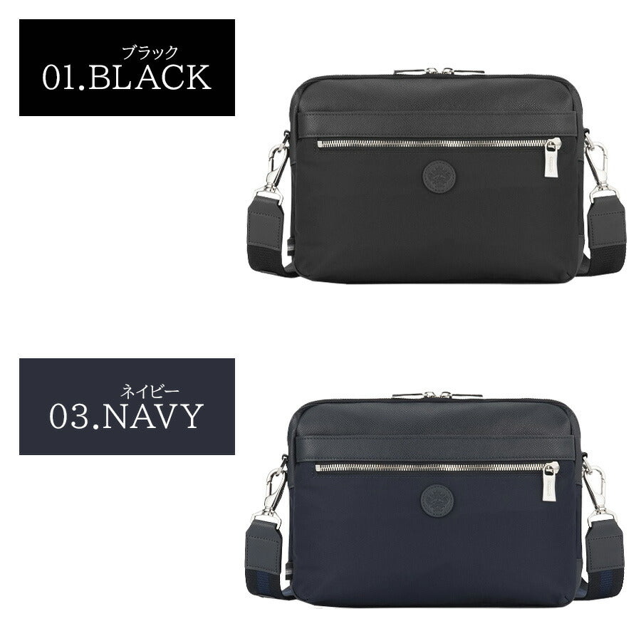 【Orobianco】92952 ソロペルテ 横型ショルダーバッグ 斜め掛け 普段使い 使いやすい 大容量 カジュアル シンプル 牛革 メンズ プレゼント ギフト ブラック