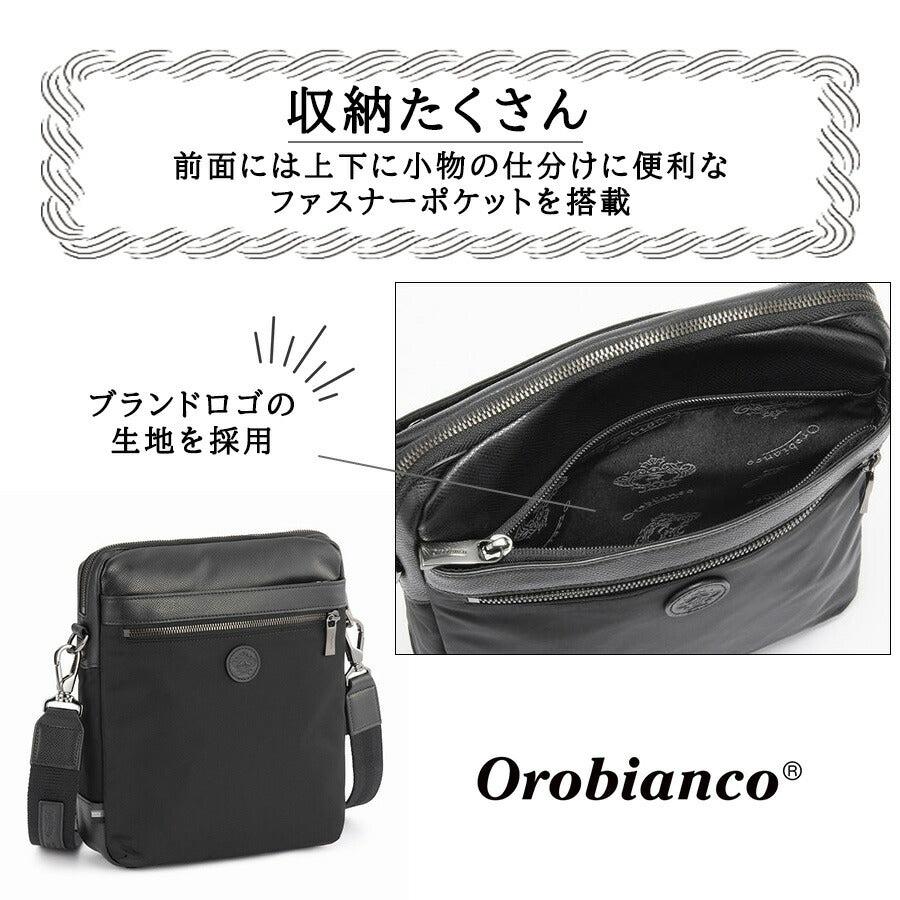 Orobianco 92953 ソロペルテ タテ型ショルダーバッグ 斜め掛け 斜め掛けバッグ 小さめ かばん 普段使い おしゃれ ブランド メンズ プレゼント ギフト ブラック