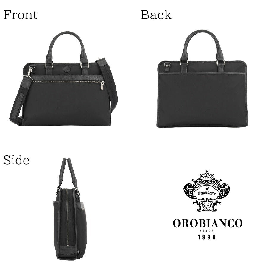 【Orobianco】92964 ソロペルテ ビジネスバッグ 斜め掛け 手持ち 通勤 使いやすい 大容量 カジュアル シンプル 牛革 メンズ プレゼント ギフト ブラック