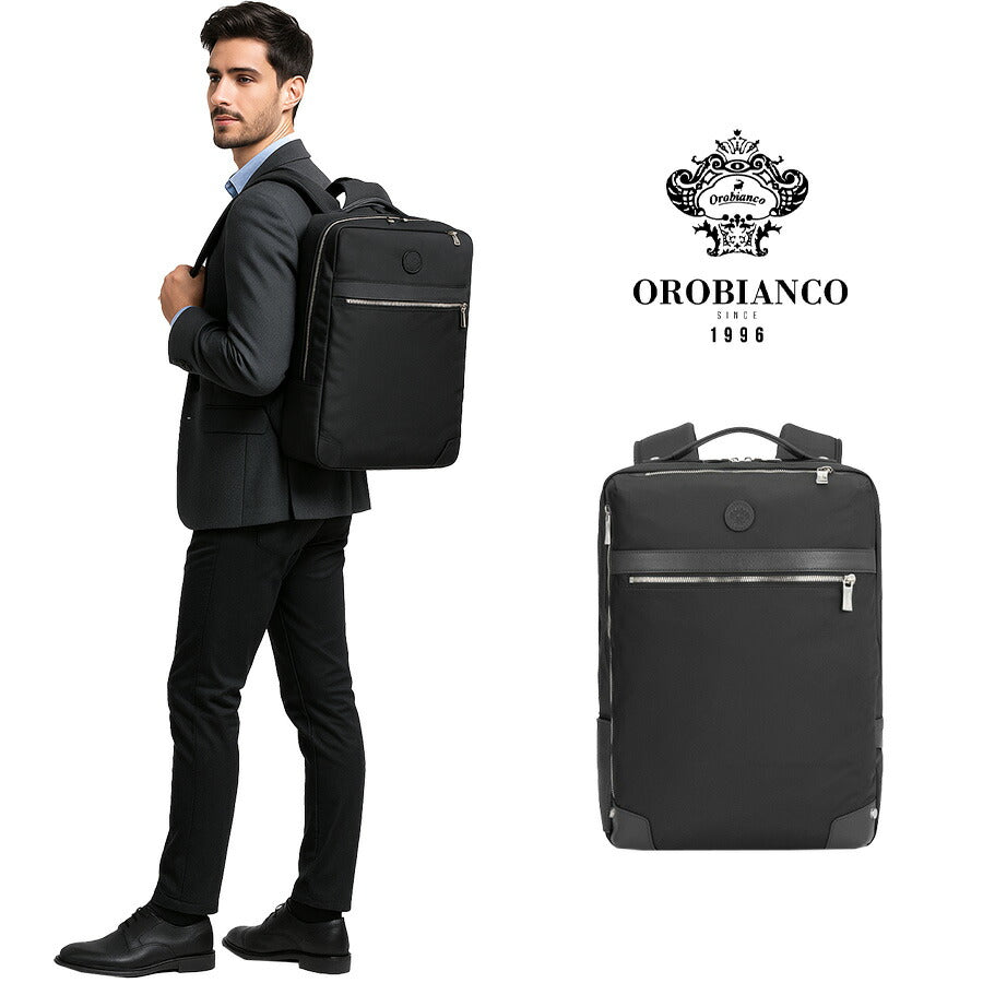 【Orobianco】92968 ソロペルテ ビジネスリュック 通勤 普段使い 使いやすい 大容量 カジュアル シンプル 牛革 メンズ プレゼント ギフト ブラック