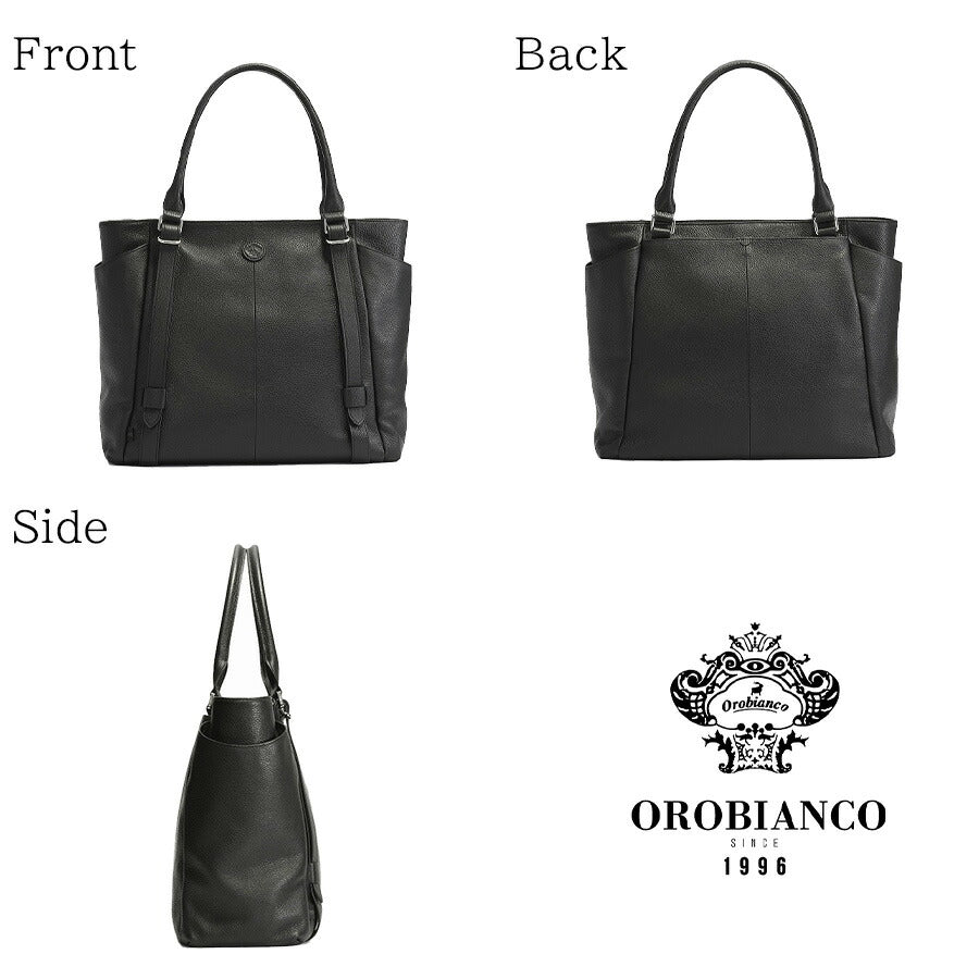 【Orobianco】93001 フィオレ トートバッグ 手持ち 通勤 普段使い 使いやすい 大容量 カジュアル シンプル 牛革 メンズ プレゼント ギフト ブラック