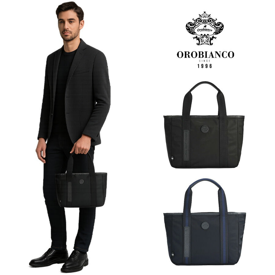 【Orobianco】93083 ビアジェット トートバッグ 手持ち ビジネス 通勤 普段使い 使いやすい カジュアル シンプル 牛革 メンズ プレゼント ギフト ブラック