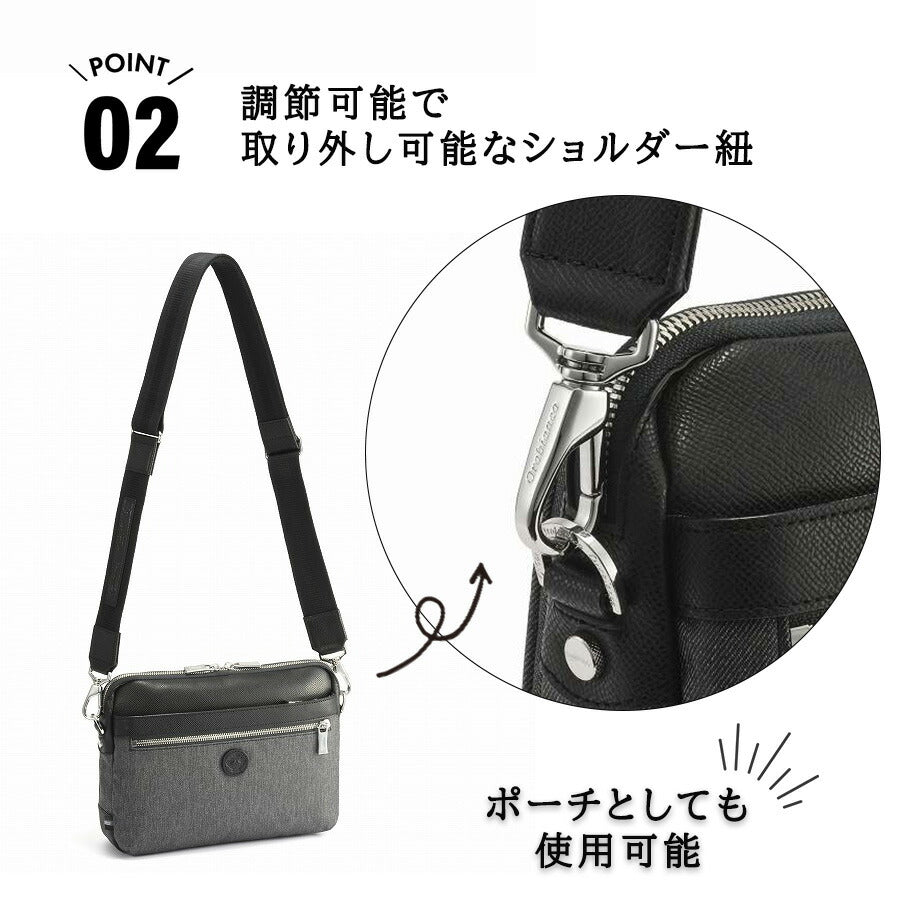 Orobianco 93112 ジーンズ2 ヨコ型ショルダーバッグ 斜め掛け 斜め掛けバッグ 小さめ かばん 普段使い おしゃれ ブランド メンズ プレゼント ギフト ブラック