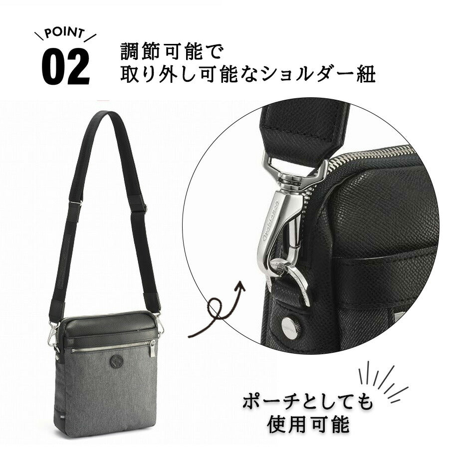 Orobianco 93113 ジーンズ2 タテ型ショルダーバッグ 斜め掛け 斜め掛けバッグ 小さめ かばん 普段使い おしゃれ ブランド メンズ プレゼント ギフト ブラック