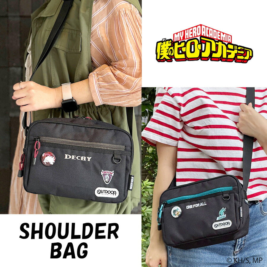 【クリックポスト/時間指定不可】【outdoor products】ha01 僕のヒーローアカデミア 缶バッチ付きショルダー 緑谷出久 爆豪勝己 轟焦凍 死柄木弔 ヒロアカ