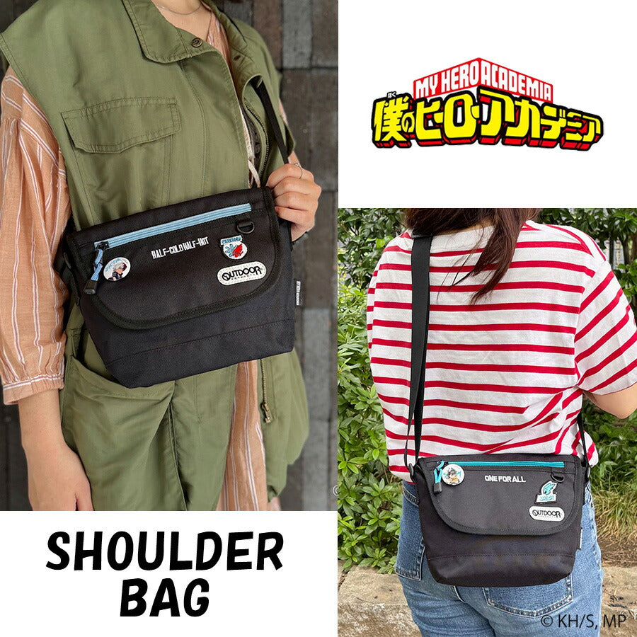 【レターパック配送/時間指定不可】【outdoor products】ha02 僕のヒーローアカデミア 缶バッチ付きフラップショルダー 緑谷出久 爆豪勝己 轟焦凍 死柄木弔