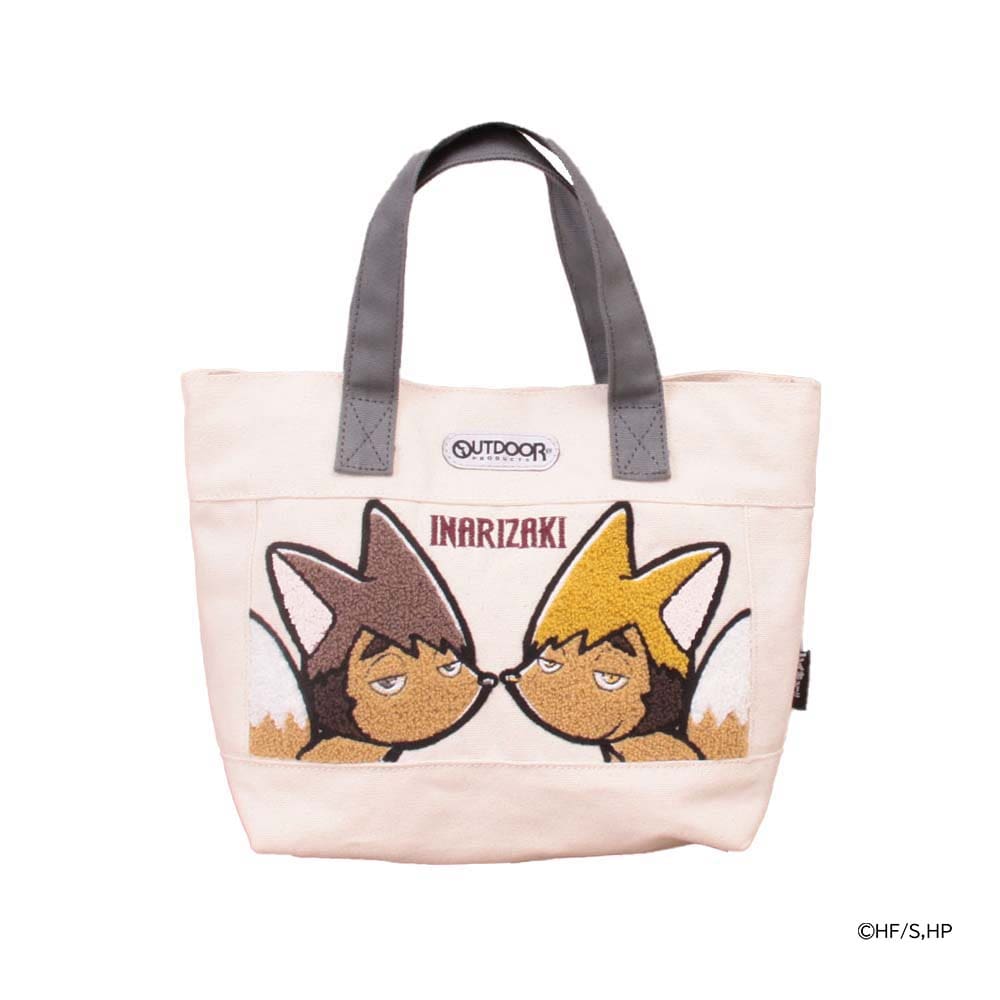 【OUTDOOR PRODUCTS】アウトドアプロダクツ ODHQ10 11 12 ハイキュー！！ ミニトート 週刊少年ジャンプ バレー漫画 烏野高校 音駒高校 稲荷崎高校 ブラック グレー キナリ ミニバッグ ランチバッグ コラボ 買い物 お出かけ お揃い アニメ ヲタ活 小さめ プレゼント 誕生日