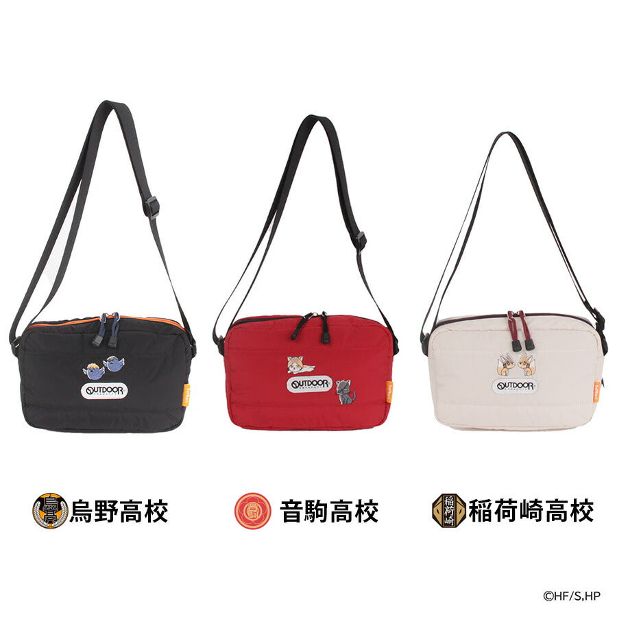 【OUTDOOR PRODUCTS】ODHQ41 ハイキュー ボンディングショルダーバッグ アウトドアプロダクツ 烏野高校/ブラック 音駒高校/レッド 稲荷崎高校/アイボリー 使いやすい 普段使い 日常 ユニセックス コラボ キャラクター