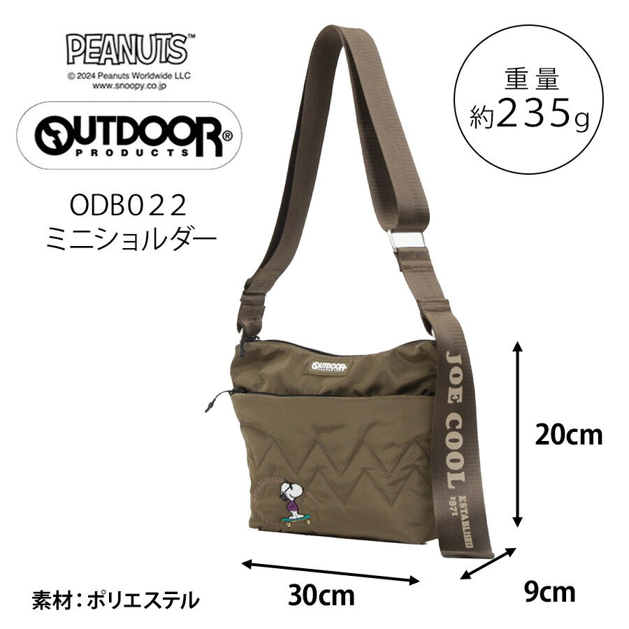 【OUTDOOR PRODUCTS】ODB022 ピーナッツ ミニショルダーバッグ レディース かばん 鞄 カバン バッグ アウトドアプロダクツ ブラック ベージュ カーキ ネイビー スヌーピー コラボ 使いやすい 普段使い おしゃれ かわいい