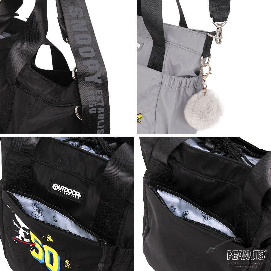 【outdoor products】 odb026 ピーナッツ 2WAYトートバッグM 斜め掛け かばん バッグ キャラクター コラボ スヌーピー ユニセックス ギフト プレゼント ブラック