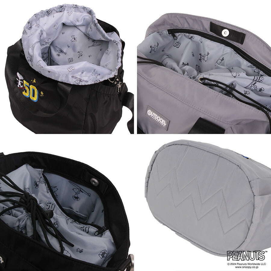 【outdoor products】 odb026 ピーナッツ 2WAYトートバッグM 斜め掛け かばん バッグ キャラクター コラボ スヌーピー ユニセックス ギフト プレゼント ブラック