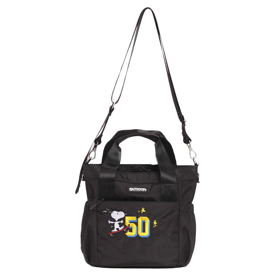 【outdoor products】 odb026 ピーナッツ 2WAYトートバッグM 斜め掛け かばん バッグ キャラクター コラボ スヌーピー ユニセックス ギフト プレゼント ブラック